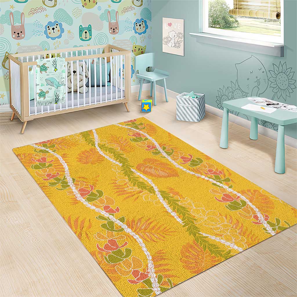Hawaii Maile Lei Area Rug With Yellow Monstera Pattern LT05 - Polynesian Pride