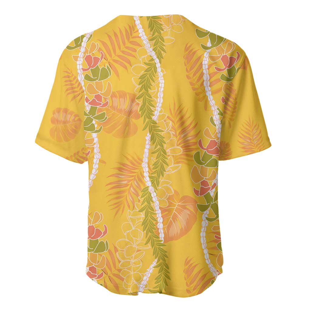 Hawaii Maile Lei Baseball Jersey With Yellow Monstera Pattern LT05 - Polynesian Pride