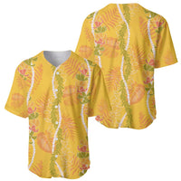 Hawaii Maile Lei Baseball Jersey With Yellow Monstera Pattern LT05 - Polynesian Pride