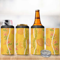Hawaii Maile Lei 4 in 1 Can Cooler Tumbler With Yellow Monstera Pattern LT05 - Polynesian Pride
