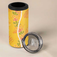 Hawaii Maile Lei 4 in 1 Can Cooler Tumbler With Yellow Monstera Pattern LT05 - Polynesian Pride