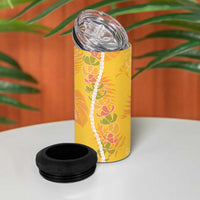 Hawaii Maile Lei 4 in 1 Can Cooler Tumbler With Yellow Monstera Pattern LT05 - Polynesian Pride