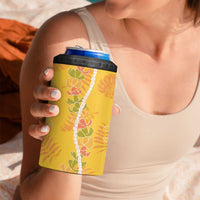 Hawaii Maile Lei 4 in 1 Can Cooler Tumbler With Yellow Monstera Pattern LT05 - Polynesian Pride