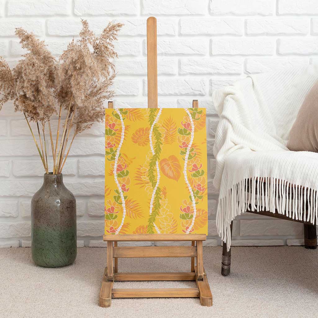 Hawaii Maile Lei Canvas Wall Art With Yellow Monstera Pattern LT05 - Polynesian Pride