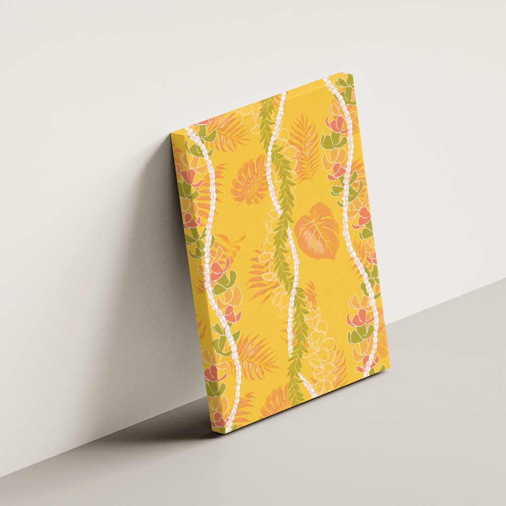 Hawaii Maile Lei Canvas Wall Art With Yellow Monstera Pattern LT05 - Polynesian Pride
