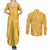 Hawaii Maile Lei Couples Matching Summer Maxi Dress and Long Sleeve Button Shirt With Yellow Monstera Pattern