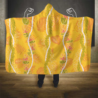 Hawaii Maile Lei Hooded Blanket With Yellow Monstera Pattern LT05 - Polynesian Pride