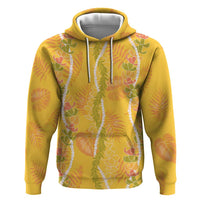 Hawaii Maile Lei Hoodie With Yellow Monstera Pattern LT05 Pullover Hoodie Yellow - Polynesian Pride