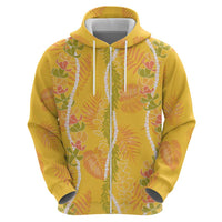 Hawaii Maile Lei Hoodie With Yellow Monstera Pattern LT05 - Polynesian Pride
