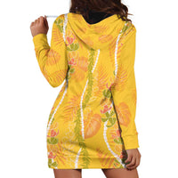 Hawaii Maile Lei Hoodie Dress With Yellow Monstera Pattern LT05 - Polynesian Pride