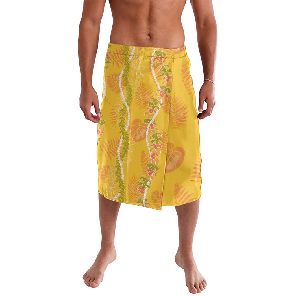 Hawaii Maile Lei Lavalava With Yellow Monstera Pattern LT05 Yellow - Polynesian Pride