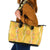 Hawaii Maile Lei Leather Tote Bag With Yellow Monstera Pattern