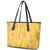 Hawaii Maile Lei Leather Tote Bag With Yellow Monstera Pattern