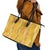 Hawaii Maile Lei Leather Tote Bag With Yellow Monstera Pattern