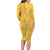 Hawaii Maile Lei Long Sleeve Bodycon Dress With Yellow Monstera Pattern