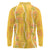 Hawaii Maile Lei Long Sleeve Polo Shirt With Yellow Monstera Pattern