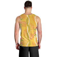 Hawaii Maile Lei Men Tank Top With Yellow Monstera Pattern LT05 - Polynesian Pride