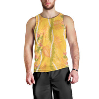 Hawaii Maile Lei Men Tank Top With Yellow Monstera Pattern LT05 - Polynesian Pride