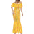 Hawaii Maile Lei Mermaid Dress With Yellow Monstera Pattern