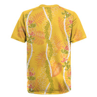 Hawaii Maile Lei Rugby Jersey With Yellow Monstera Pattern LT05 - Polynesian Pride
