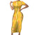 Hawaii Maile Lei Short Sleeve Bodycon Dress With Yellow Monstera Pattern