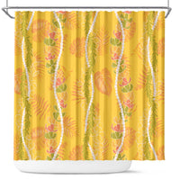 Hawaii Maile Lei Shower Curtain With Yellow Monstera Pattern LT05 Yellow - Polynesian Pride