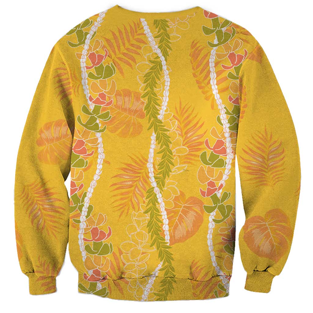 Hawaii Maile Lei Sweatshirt With Yellow Monstera Pattern LT05 - Polynesian Pride