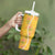 Hawaii Maile Lei Tumbler With Handle With Yellow Monstera Pattern