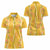 Hawaii Maile Lei Women Polo Shirt With Yellow Monstera Pattern