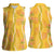 Hawaii Maile Lei Women Sleeveless Polo Shirt With Yellow Monstera Pattern