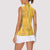 Hawaii Maile Lei Women Sleeveless Polo Shirt With Yellow Monstera Pattern