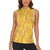 Hawaii Maile Lei Women Sleeveless Polo Shirt With Yellow Monstera Pattern