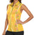 Hawaii Maile Lei Women Sleeveless Polo Shirt With Yellow Monstera Pattern