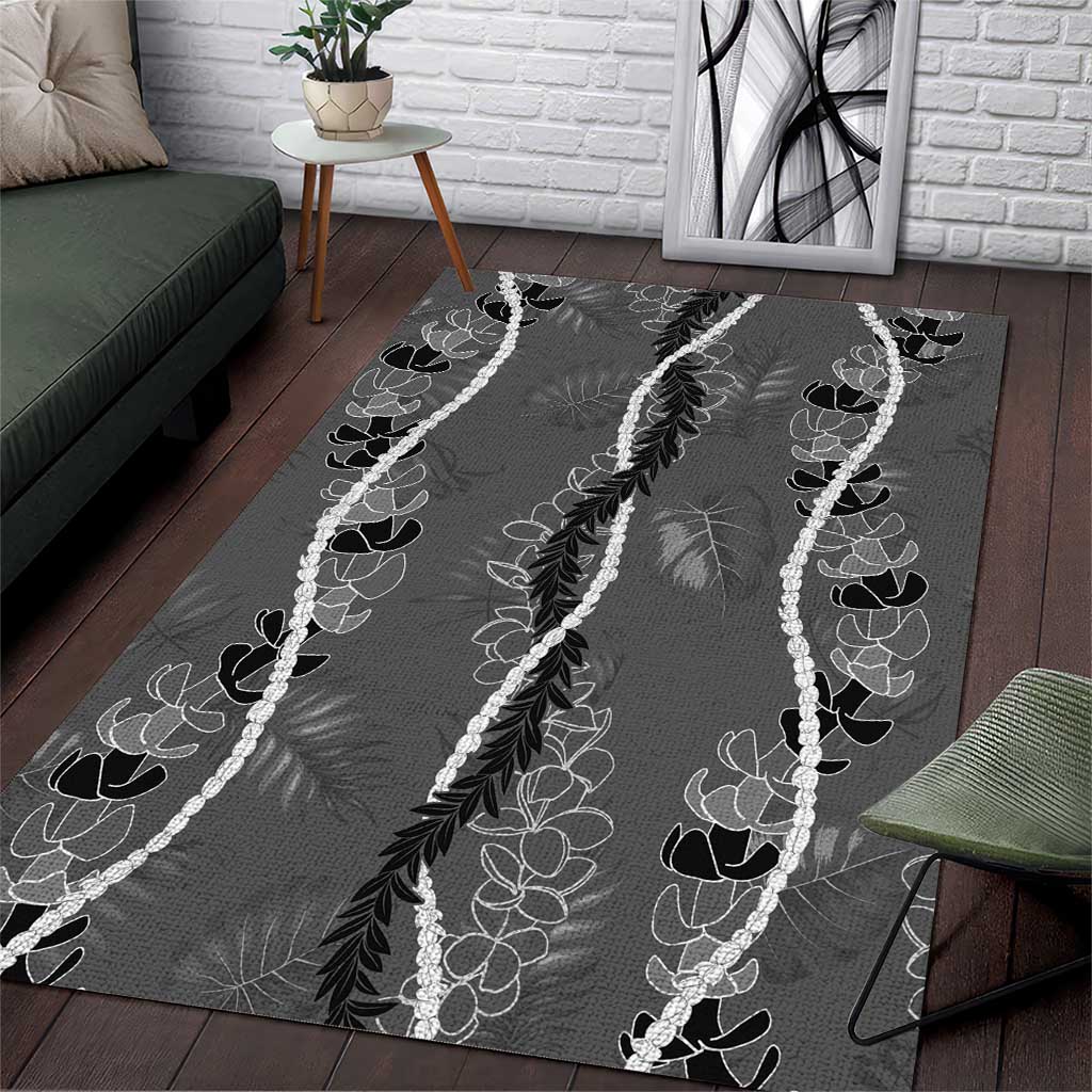 Hawaii Maile Lei Area Rug With Gray Monstera Pattern LT05 Gray - Polynesian Pride