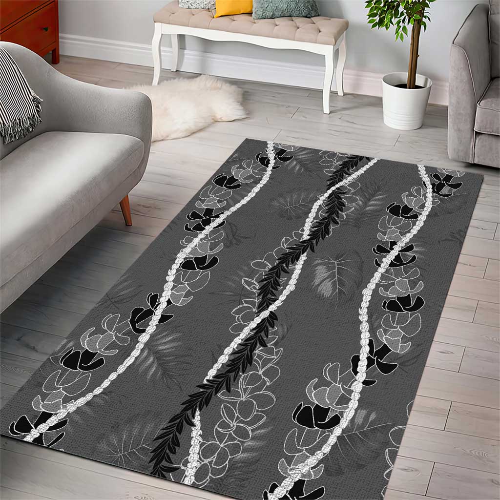 Hawaii Maile Lei Area Rug With Gray Monstera Pattern LT05 - Polynesian Pride