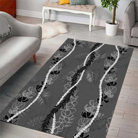 Hawaii Maile Lei Area Rug With Gray Monstera Pattern LT05 - Polynesian Pride