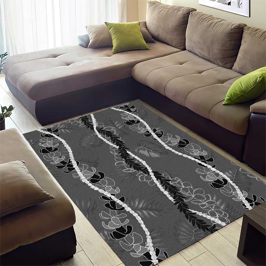 Hawaii Maile Lei Area Rug With Gray Monstera Pattern LT05 - Polynesian Pride
