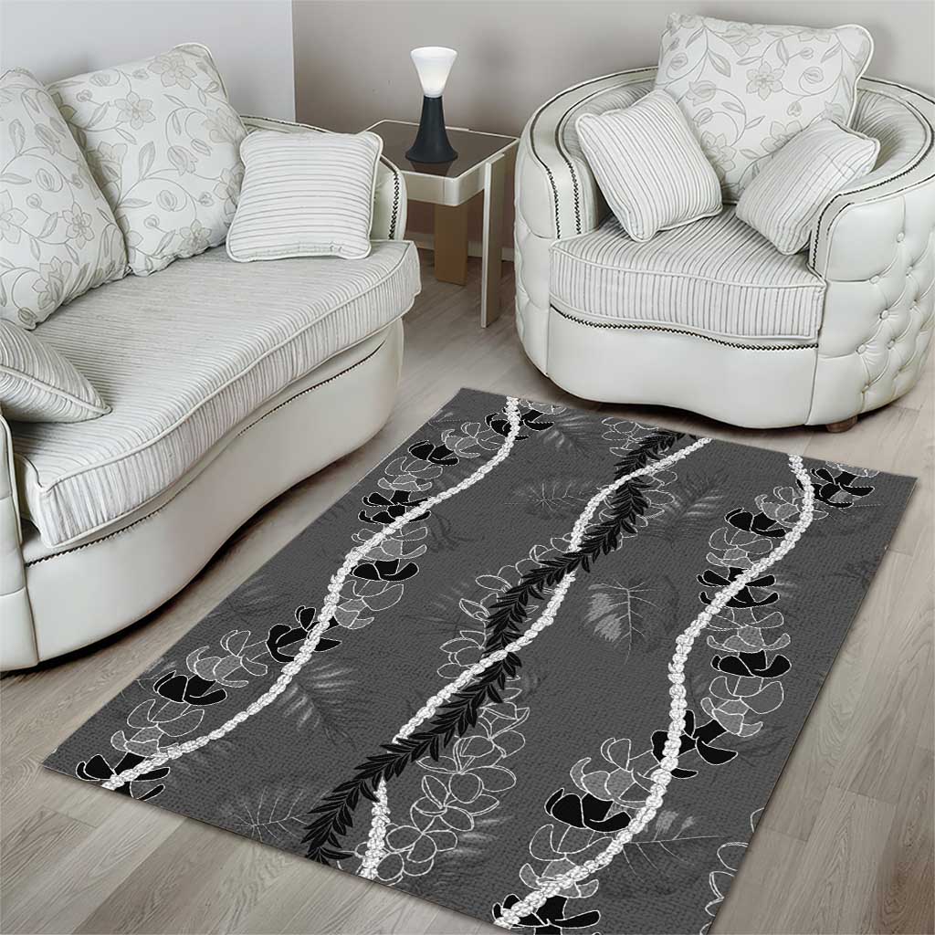 Hawaii Maile Lei Area Rug With Gray Monstera Pattern LT05 - Polynesian Pride