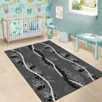 Hawaii Maile Lei Area Rug With Gray Monstera Pattern LT05 - Polynesian Pride