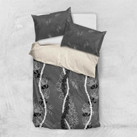 Hawaii Maile Lei Bedding Set With Gray Monstera Pattern LT05 US Twin 172cm x 218cm Gray - Polynesian Pride