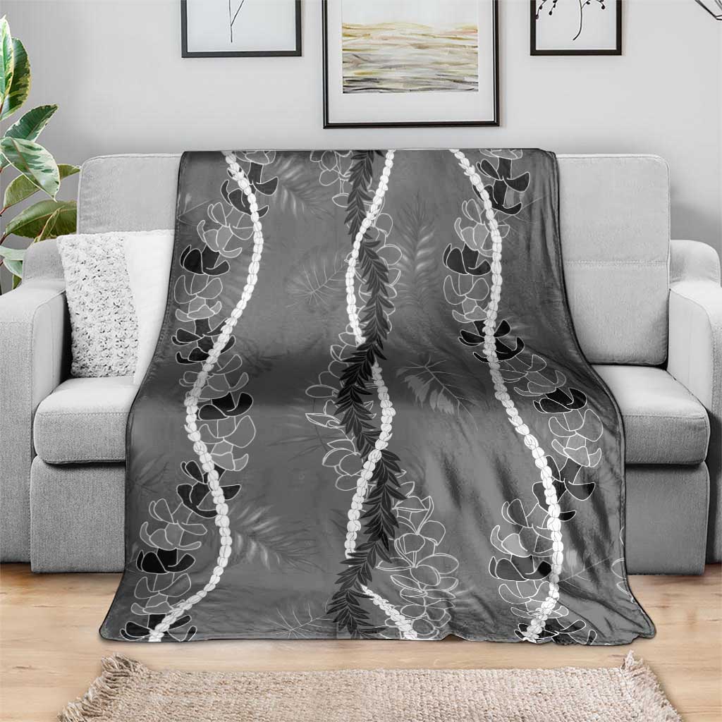 Hawaii Maile Lei Blanket With Gray Monstera Pattern LT05 - Polynesian Pride