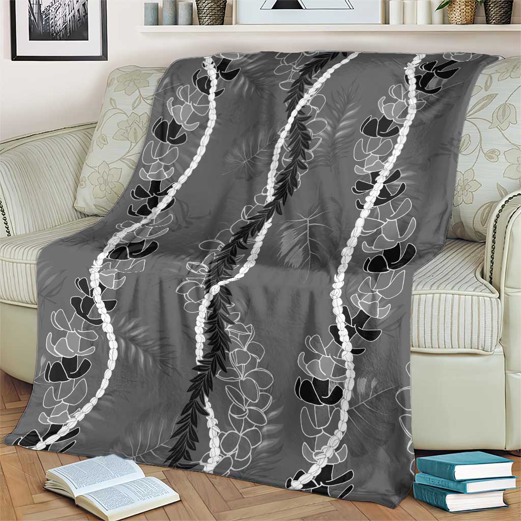 Hawaii Maile Lei Blanket With Gray Monstera Pattern LT05 - Polynesian Pride