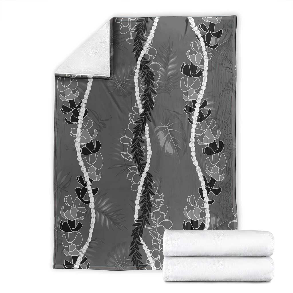Hawaii Maile Lei Blanket With Gray Monstera Pattern LT05 - Polynesian Pride