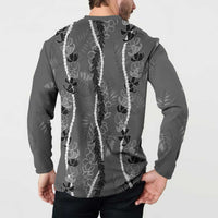 Hawaii Maile Lei Button Sweatshirt With Gray Monstera Pattern LT05 - Polynesian Pride