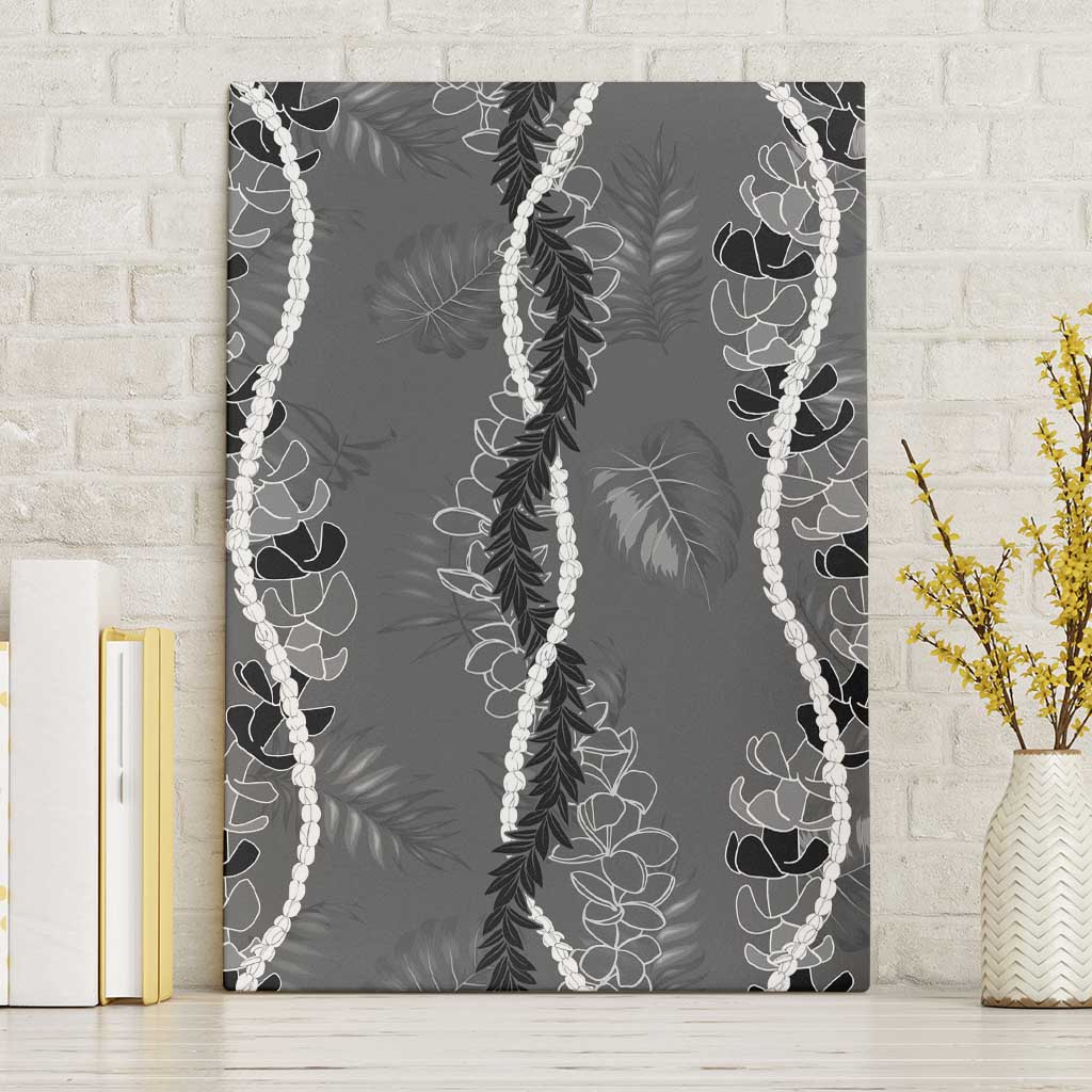 Hawaii Maile Lei Canvas Wall Art With Gray Monstera Pattern