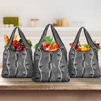 Hawaii Maile Lei Grocery Bag With Gray Monstera Pattern LT05 3-pack One Size Gray - Polynesian Pride