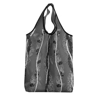 Hawaii Maile Lei Grocery Bag With Gray Monstera Pattern LT05 - Polynesian Pride