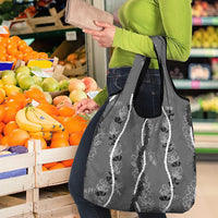 Hawaii Maile Lei Grocery Bag With Gray Monstera Pattern LT05 - Polynesian Pride