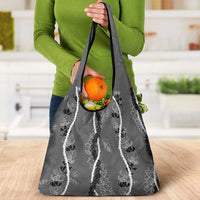 Hawaii Maile Lei Grocery Bag With Gray Monstera Pattern LT05 - Polynesian Pride