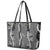 Hawaii Maile Lei Leather Tote Bag With Gray Monstera Pattern